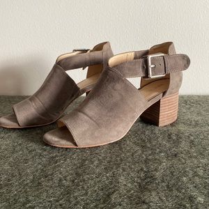 Nine West Gray Open Toe Heeled Booties